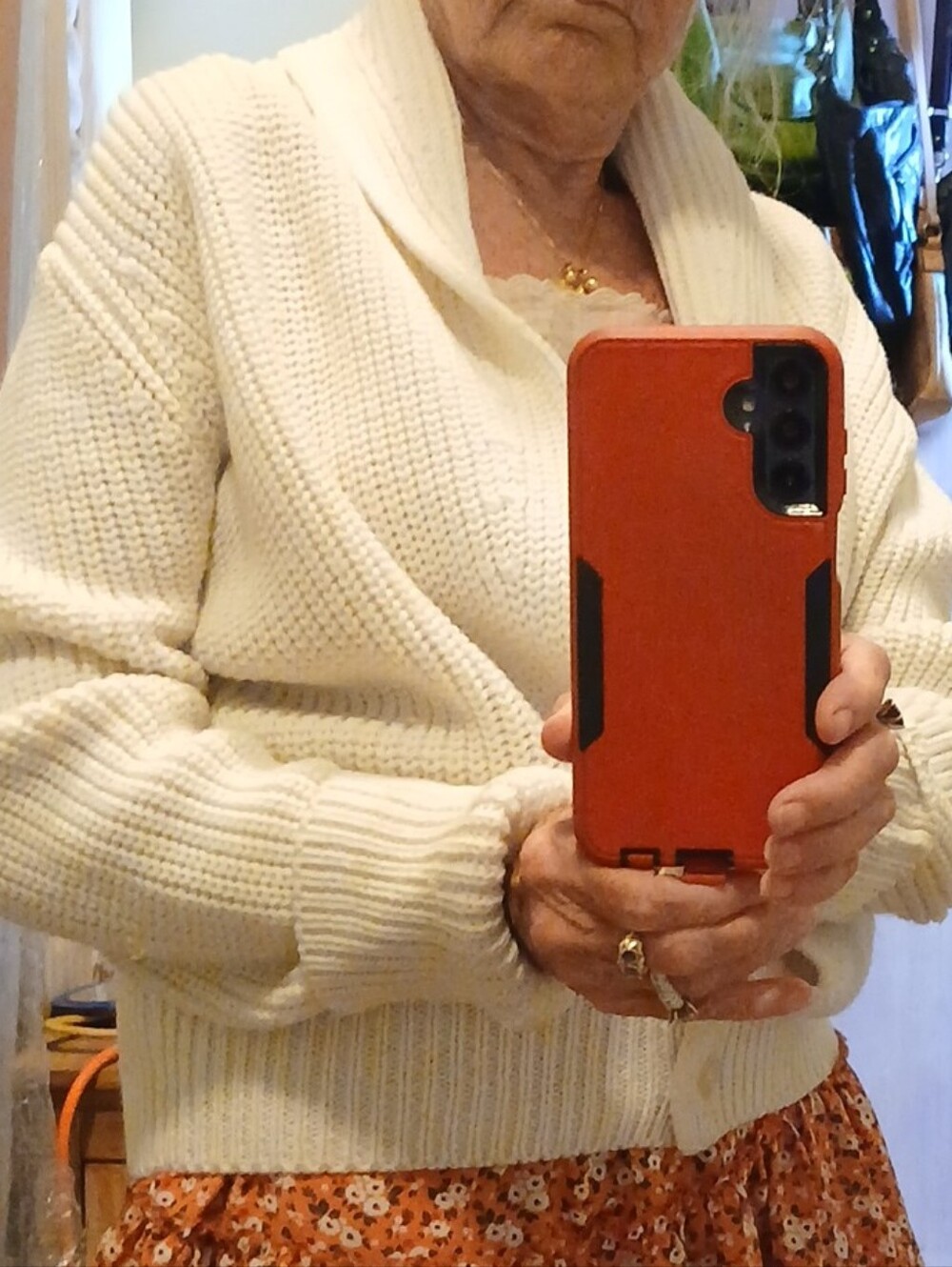 Vntg PARTNERS snuggly Cardigan Sweater S/M Off White